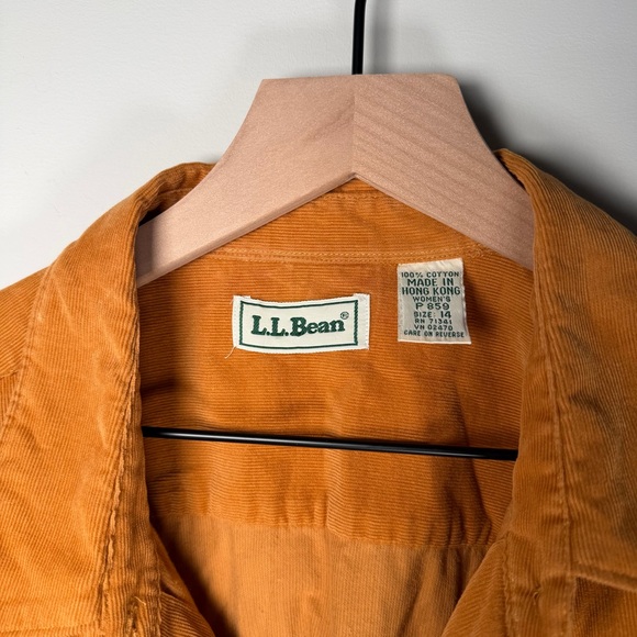 Vintage L.L.Bean Corduroy Shacket Shirt Womens 14 Mustard Gold 90s - Picture 3 of 12